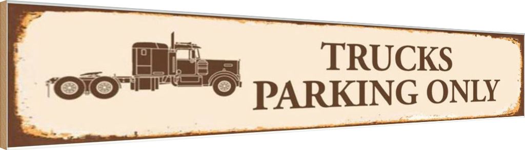 vianmo Holzschild 10x46 cm Trucks parking only Parkplatzschild