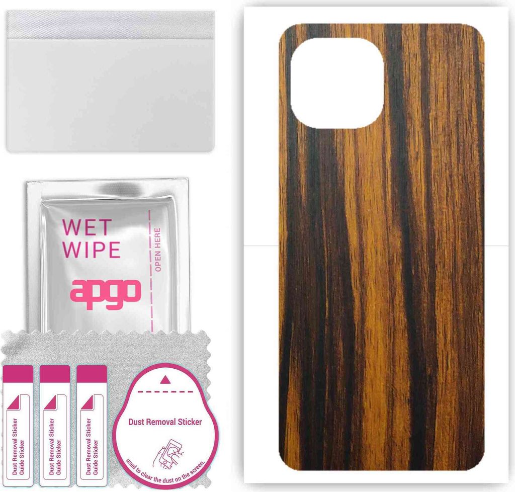 apgo Rückseite Schutzfolie, Skin, kompatibel mit Xiaomi Mi 11 Lite, Hinten Displayschutzfolie aus Vinylfolie, kratzfest, einfache Montage - Tigerwood