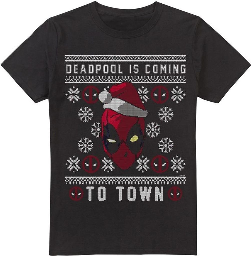 Deadpool - "Coming To Town" T-Shirt für Herren TV3545 (3XL) (Schwarz)