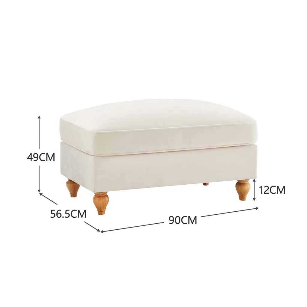 Tabouret Windsor Chenille Cloud Sofas 90x56cm avec Jupe Amovible Blanc - 2