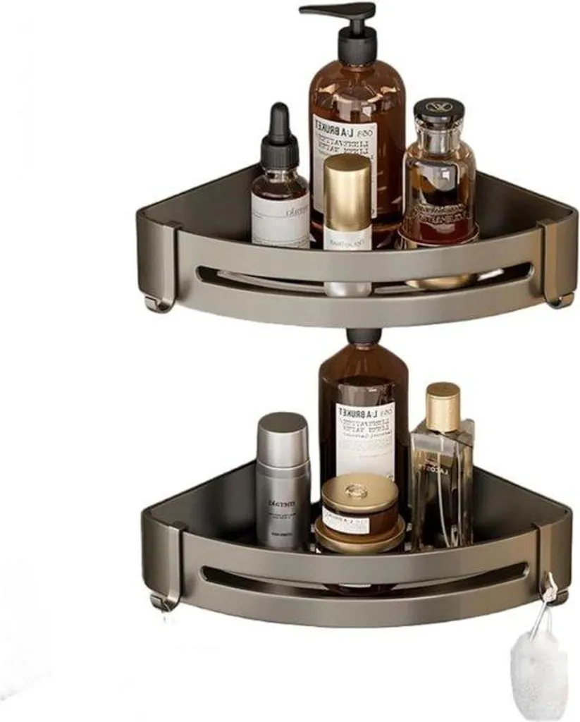 Porte-savon d'angle inox à coller avec crochet de suspension intégré