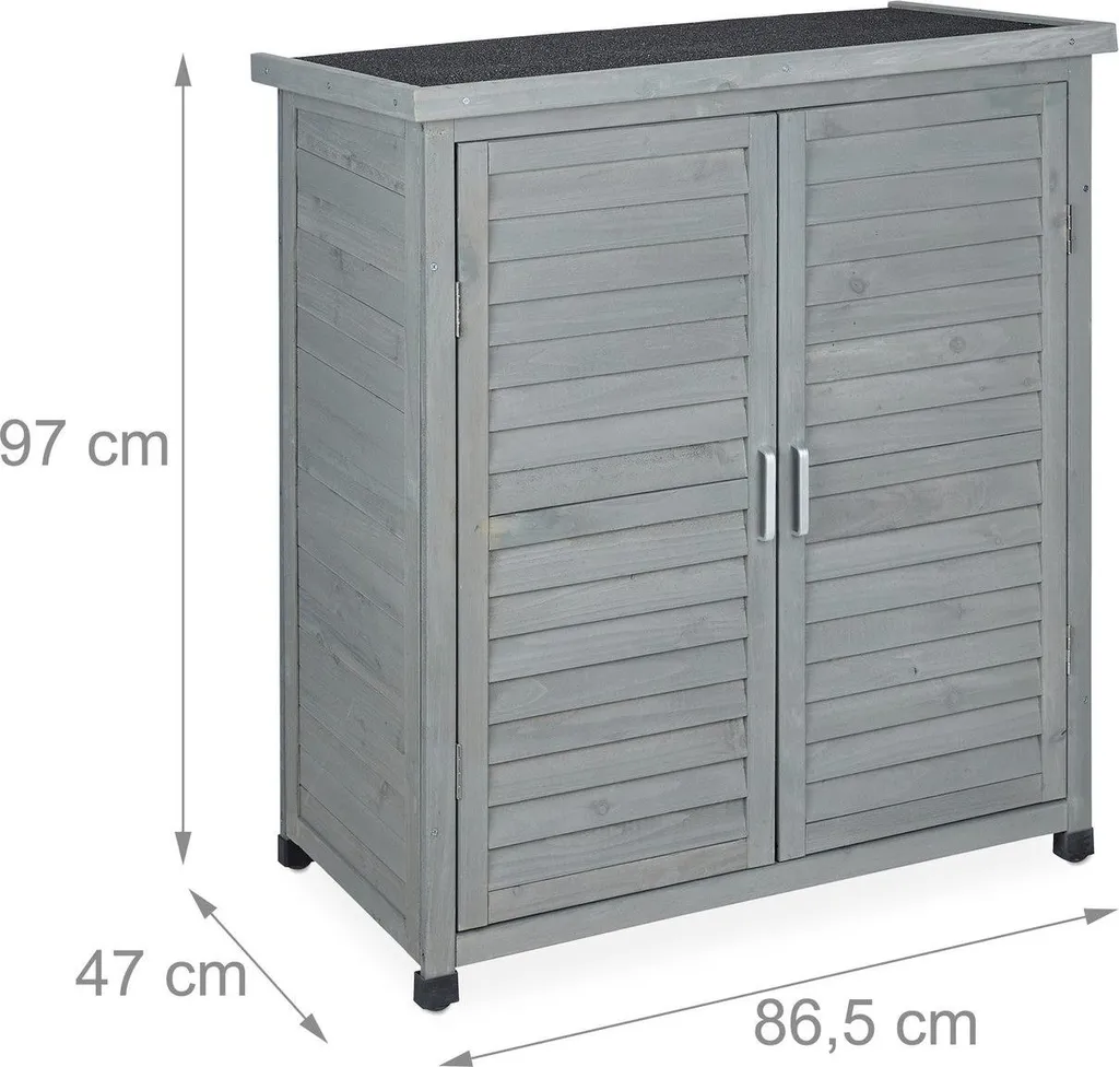 Armoire de jardin grise à 3 compartiments : Rangement extérieur idéal - 4