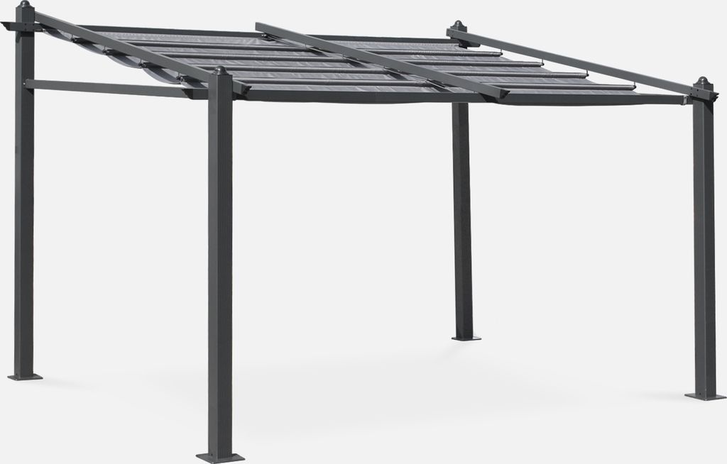 sweeek - WANDPERGOLA 3X4M mit Schiebeleinwand - Grau