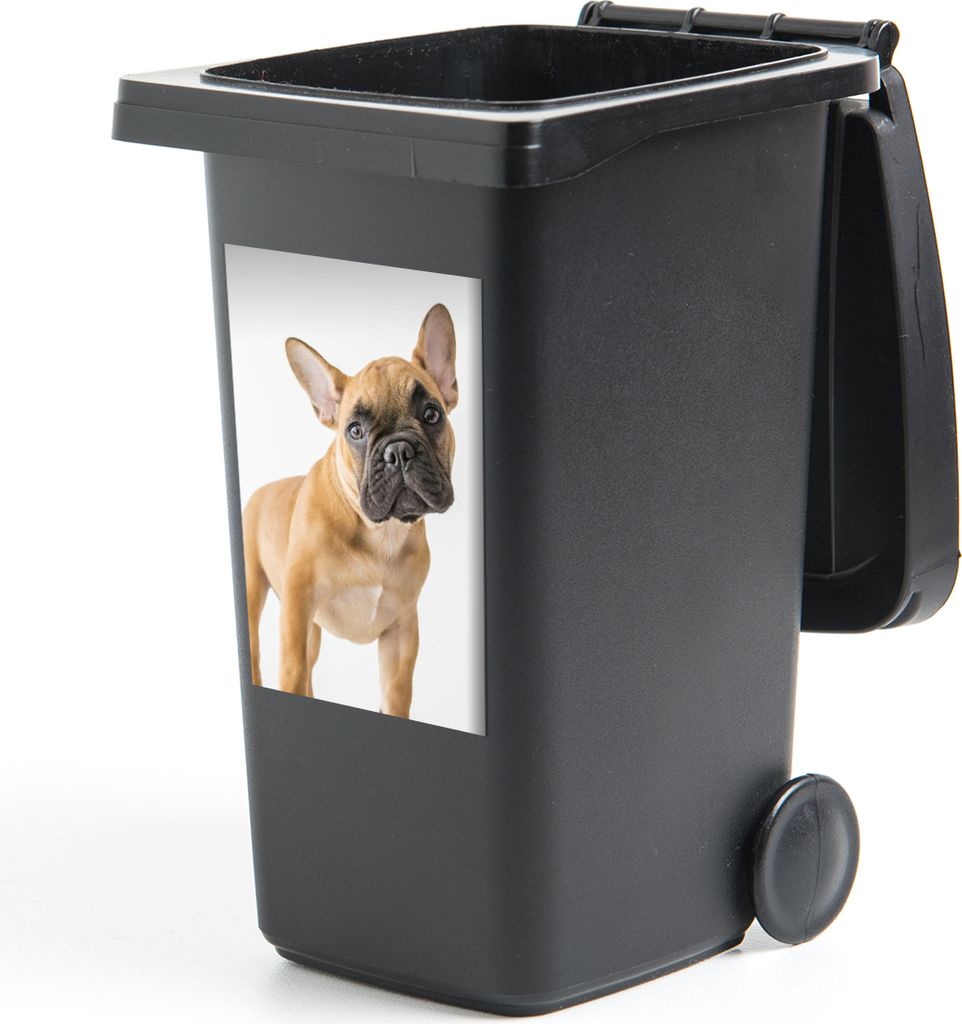 MuchoWow Mülltonnenaufkleber Französische Bulldogge - Braun - Weiß 40x60 cm - Mültonnen-sticker - Sticker - Aufkleber für die Mülltonne