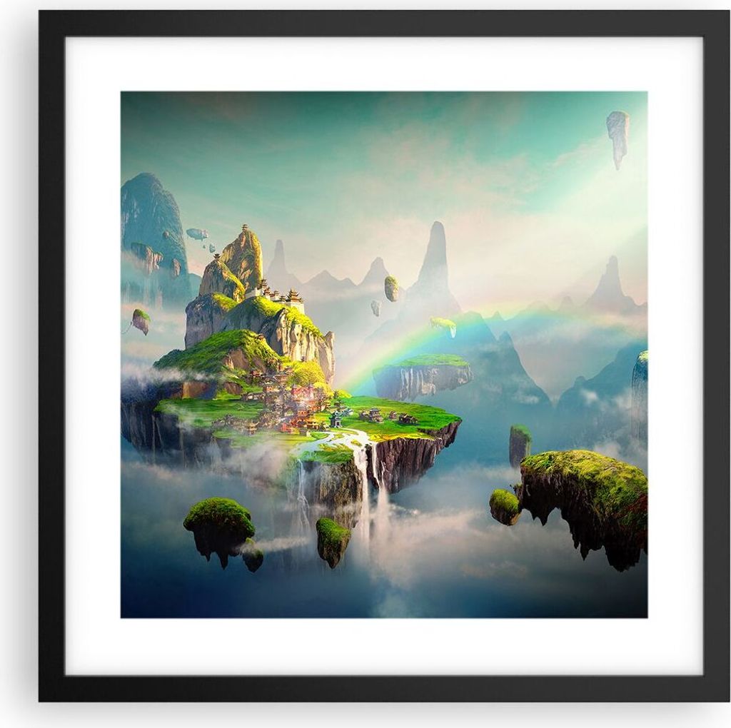 Gerahmtes Poster - Schwarzer Rahmen - Abstraktion Natur - 40x40 cm - Wand Bild - Wanddeko - Wandbilder - Kunstposter - Wandposter - Bilderrahmen - ...
