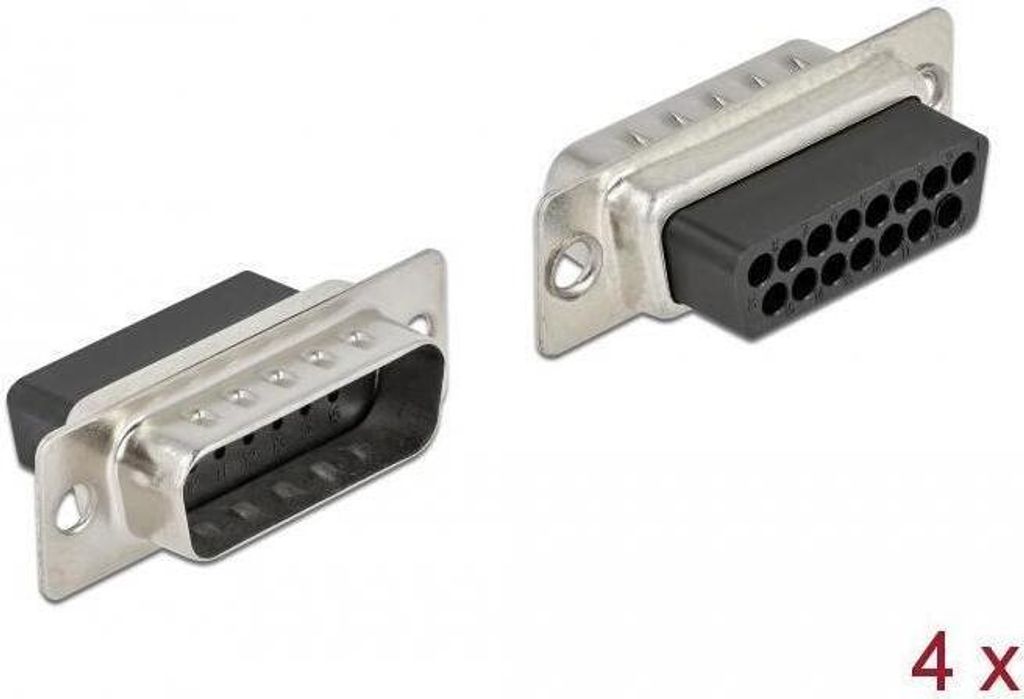 Delock Crimp-Gehäuse - 15-poliger D-Sub Crimp-Stecker (Packung mit 4)