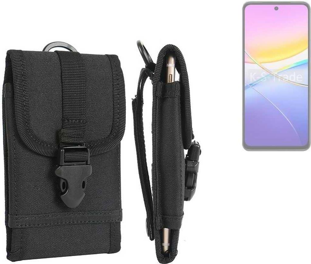K-S-Trade Holster Handy Hülle kompatibel mit Vivo Y37 5G Holster Handytasche Gürtel Tasche Schutz Hülle Robust Outdoor schwarz