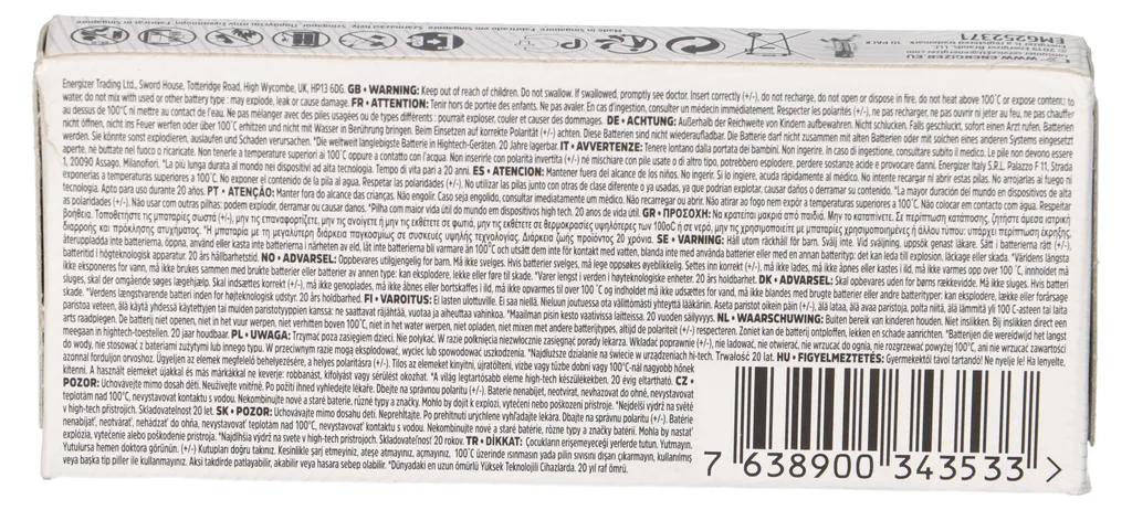 Pile AAA Energizer Ultimate Lithium LR03 1.5V Résistance Températures