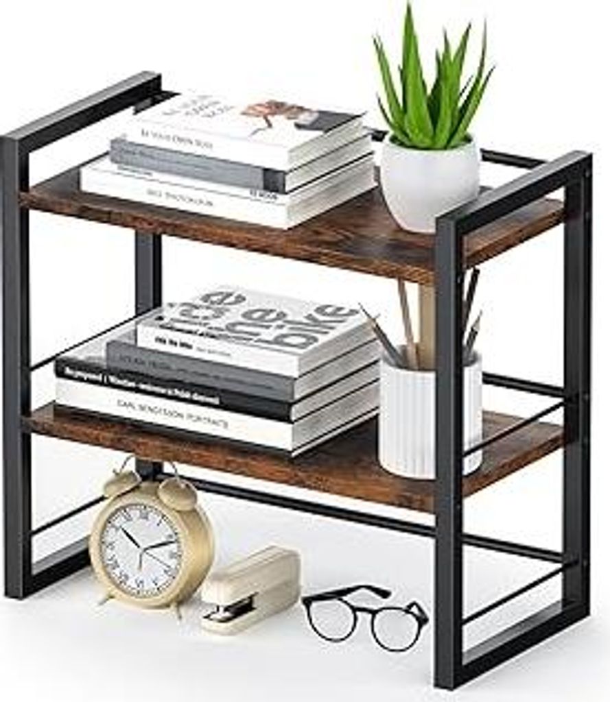 THYGIFTREE Schreibtisch Regal Organizer Aus Holz, Mini Regal Desk Shelf Aufbewahrungsregal für Schreibtisch-Bücherregal, Schreibtischregale für ...