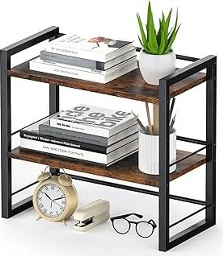 Scaffale Portaoggetti Scrivania THYGIFTREE | Organizer Legno Marrone