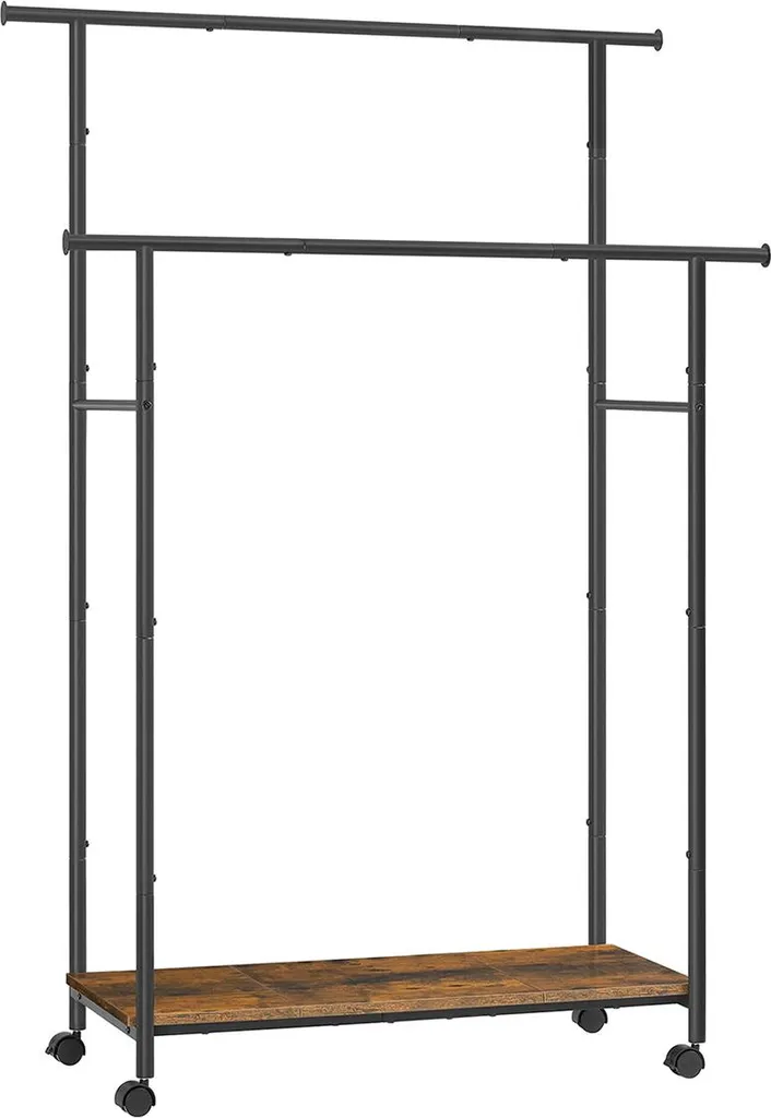 Penderie mobile style industriel brun-noir vintage pour vêtements 100cm