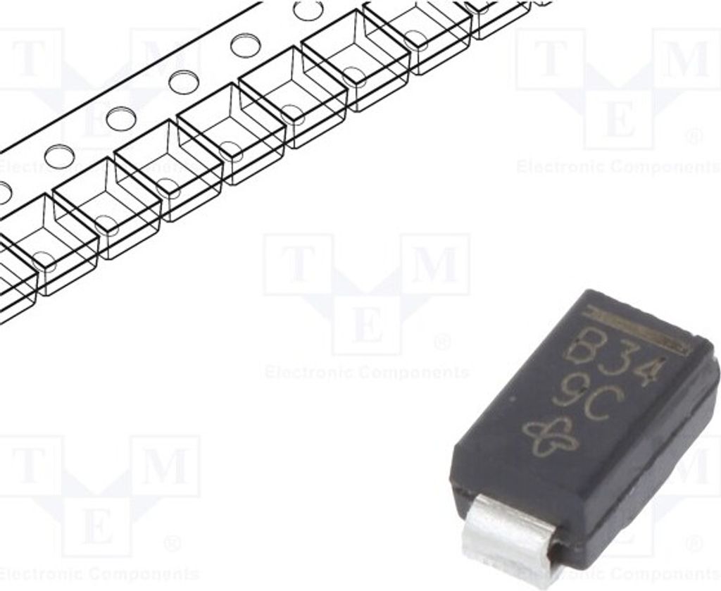 5x Diode: Gleichrichterdiode Schottky 3A SMD 40V DO214AC B340A-E3/61T Schottkydio