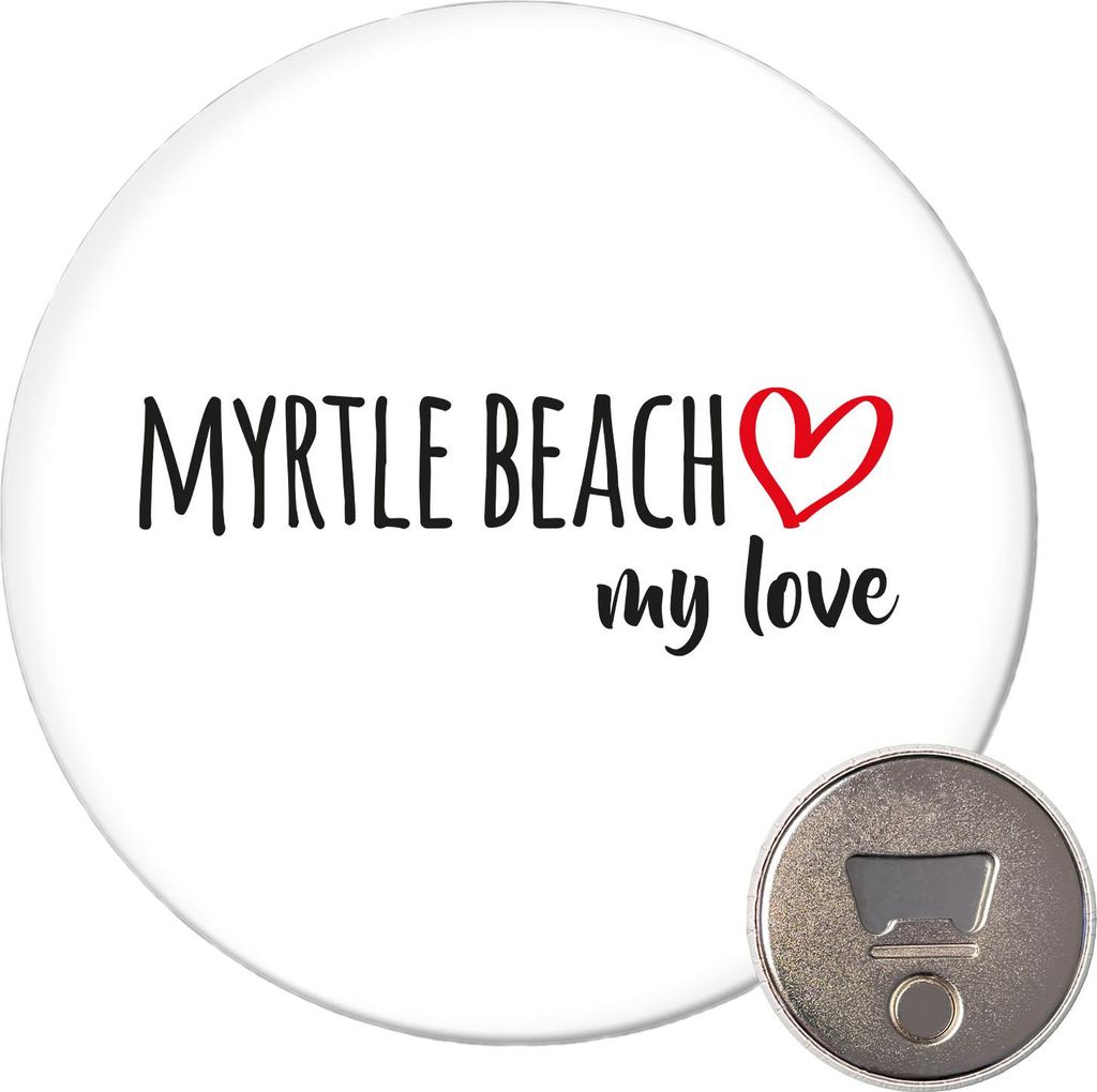 Huuraa Magnet Myrtle Beach my love 59mm Kühlschrankmagnet rund Flaschenöffner Geschenkidee