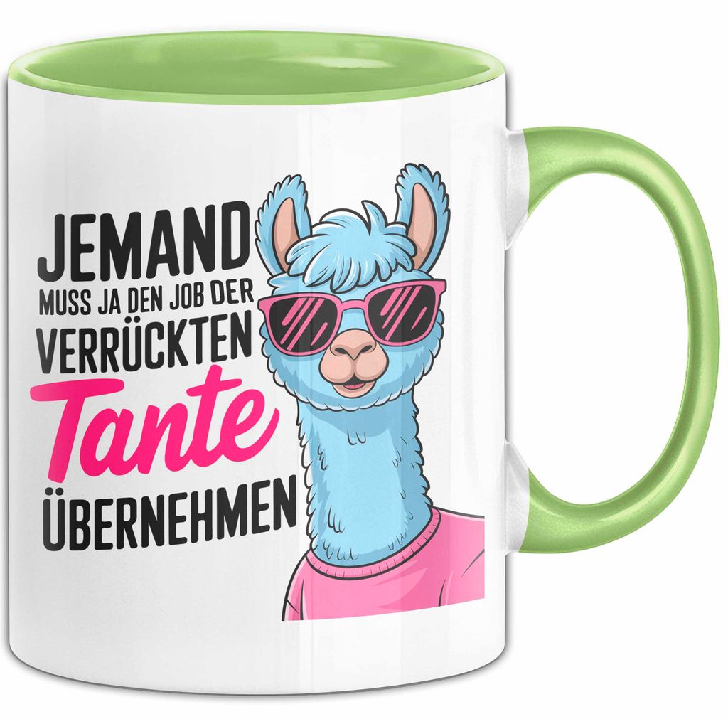 Tante Patentante Nichte Neffe Sarkasmus Tasse Becher Geschenk Lustige Geschenkidee Spruch Den Job Der Verrückten Tante (Grün)