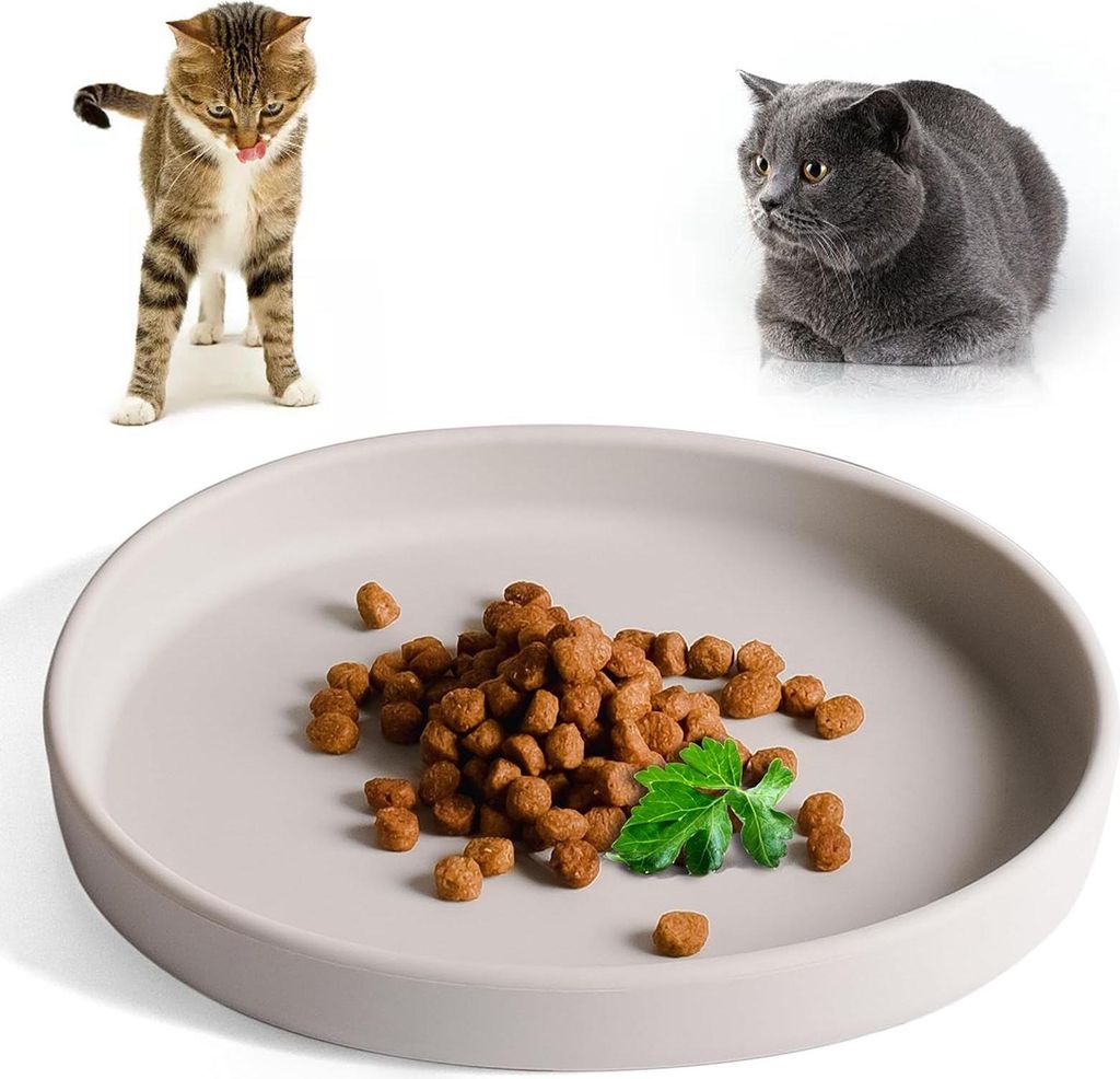 Silikon-Katzennapf, flache Futter- und Wasserschale, rutschfeste ovale Schale für Trocken- und Nassfutter, geeignet für Kätzchen und Welpen