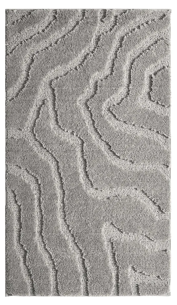 Tapis de bain antidérapant gris galet en microfibre douce lavable 15mm