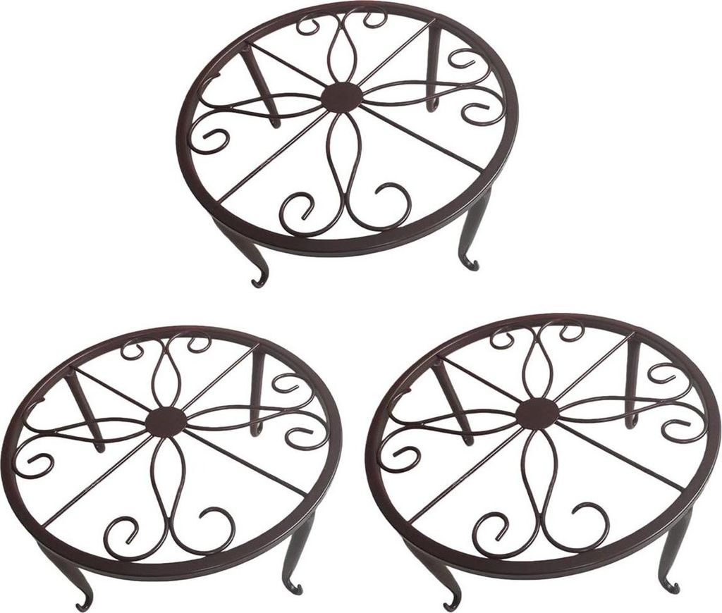 INF Europäischer Einzel Pflanzenständer - 3er Pack, Metall Blumentopfhalter Bronze