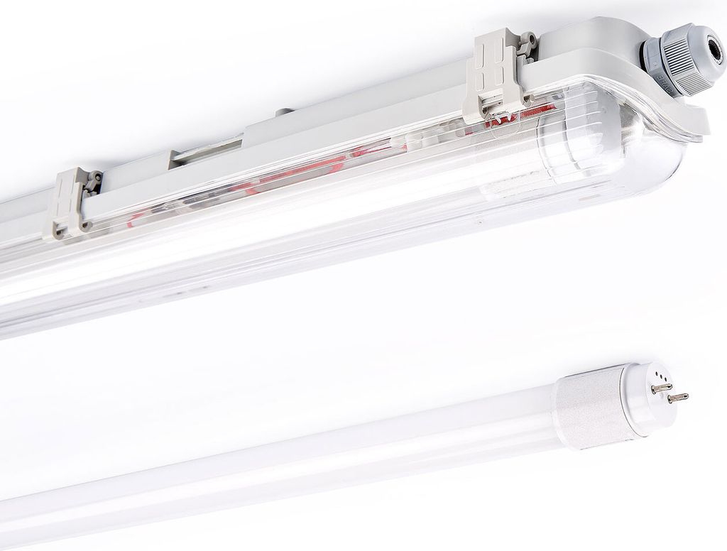 LED Feuchtraumleuchte Eco Wannenleuchte 60cm 1 x 9W T8 Röhre 900lm Neutralweiß 4000K IP65