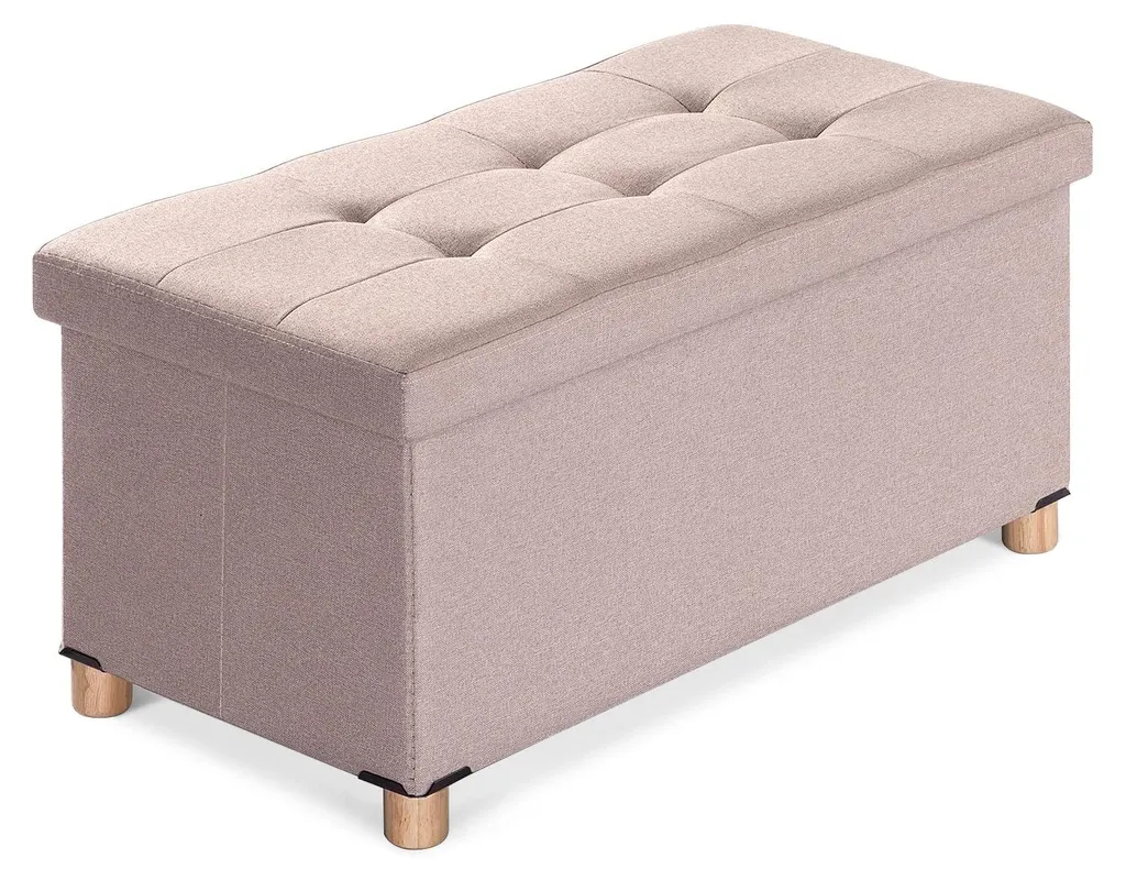 Banc de rangement pliable 76cm kaki rembourré avec pieds protecteurs