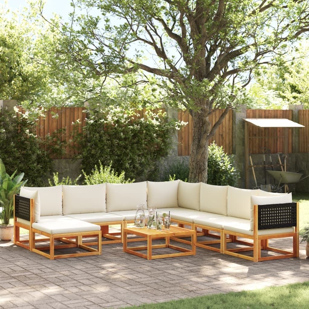 "Rabatt" 9-tlg. Gartensofa-Set mit Kissen Holz Akazie & Rattan - Lounge-Dining set CC10938