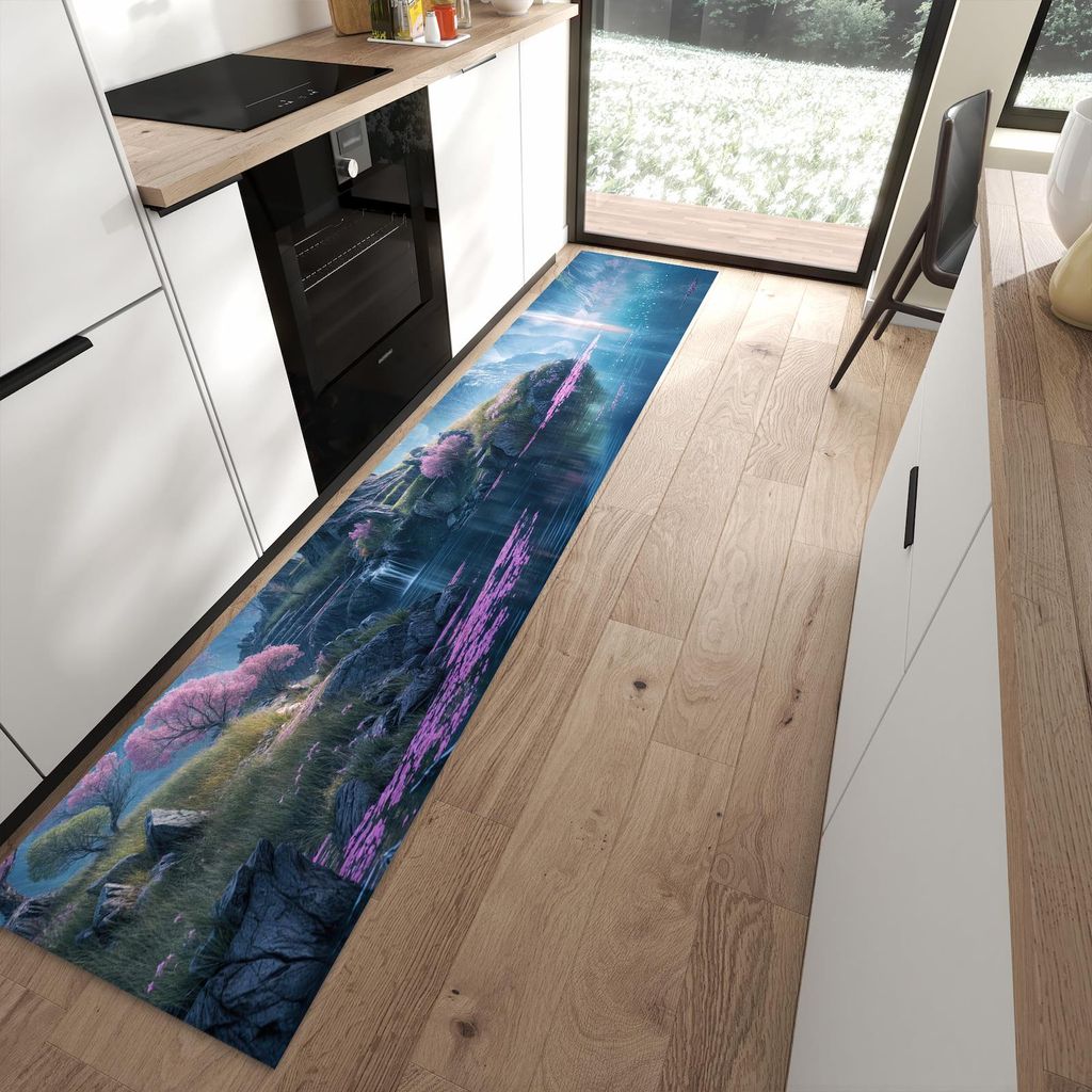 Küchenteppich 60x300cm rutschfest & abwischbar PVC Läufer - Zauberhafte Landschaft