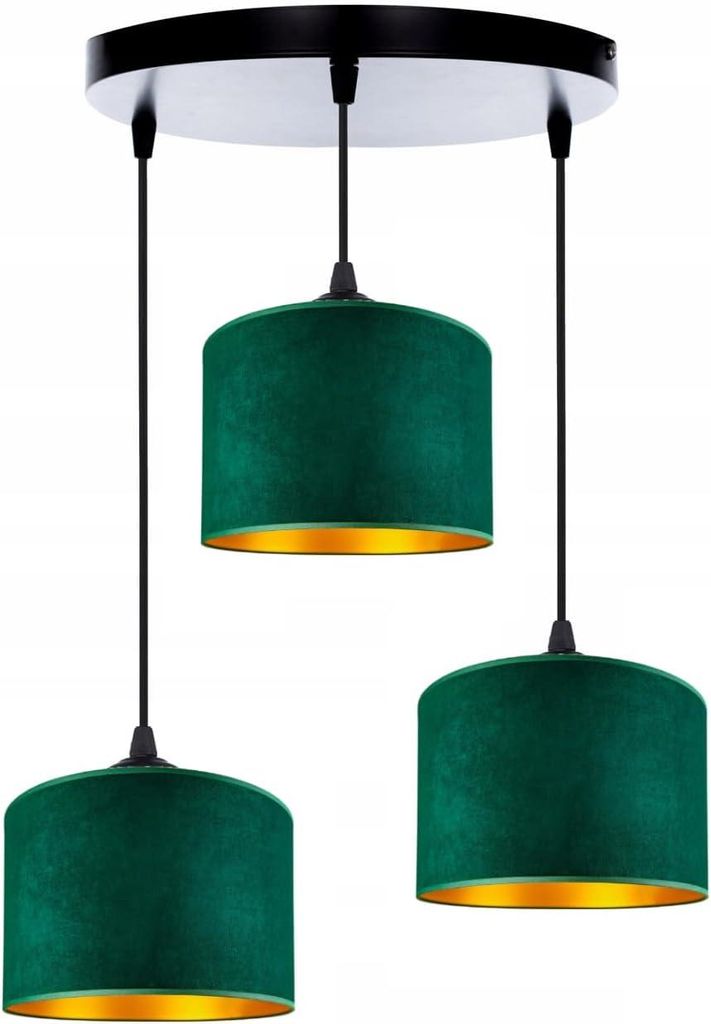 FKL DESIGN Home Deco Deckenlampe Grün Lampe Leuchte aus Velours Vintage Modern E27 Designerlauchte 3-flammig N230-ER3 (Grün)