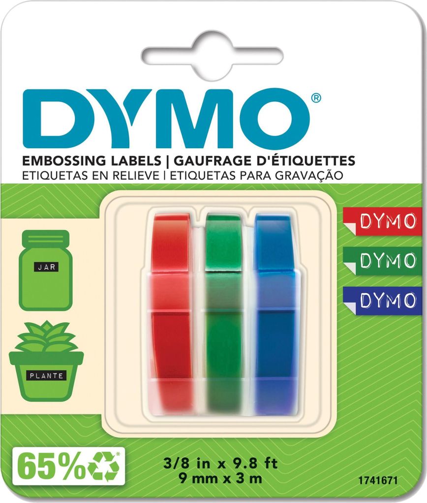 DYMO Original Prägeband | 3D schwarz | blau & rot | 9 mm x Produktbild 