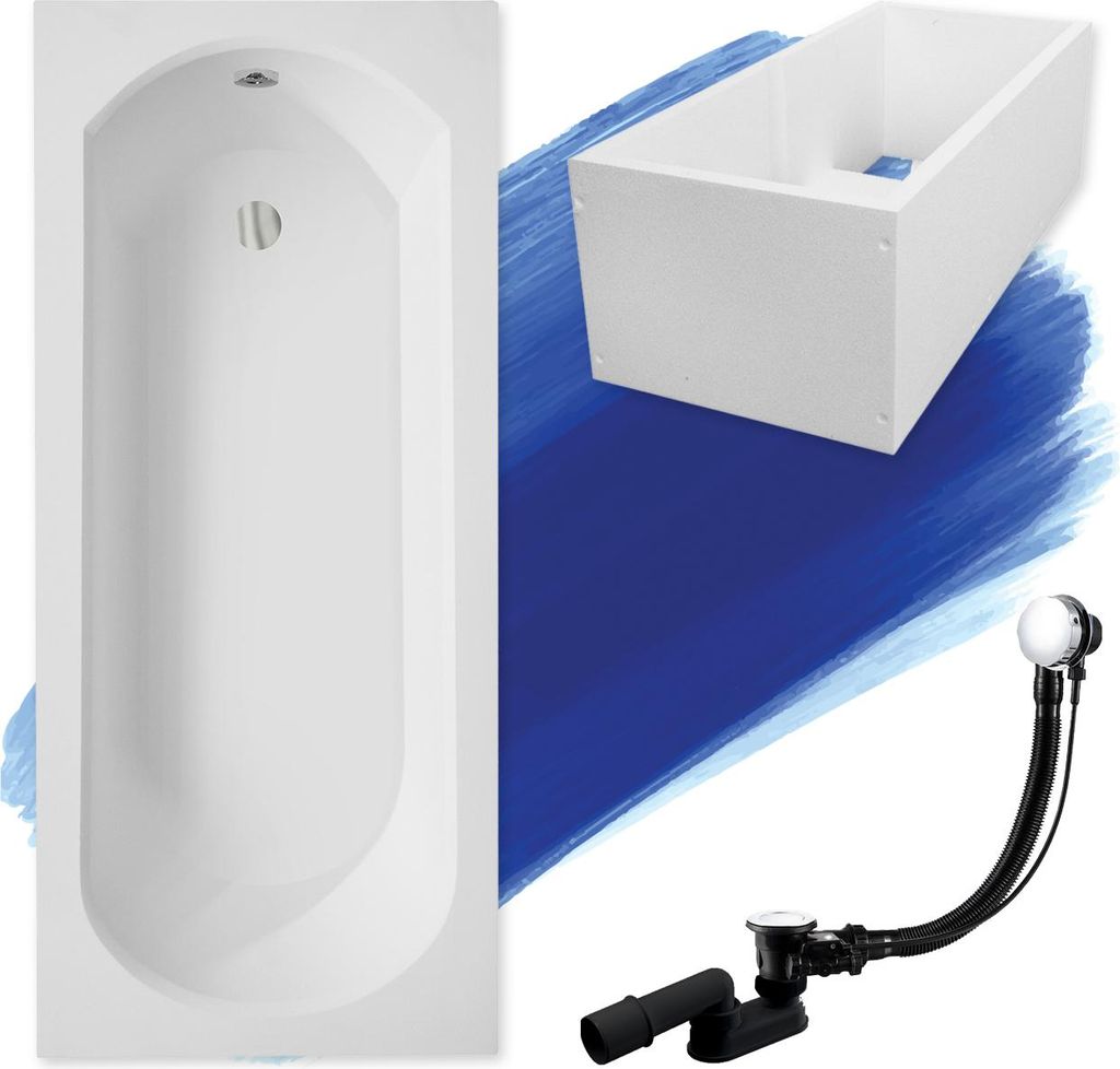 BADLAND Badewanne Rechteck Intrica 150x75 mit Ablaufgarnitur, Füßen und Wannenträger GRATIS