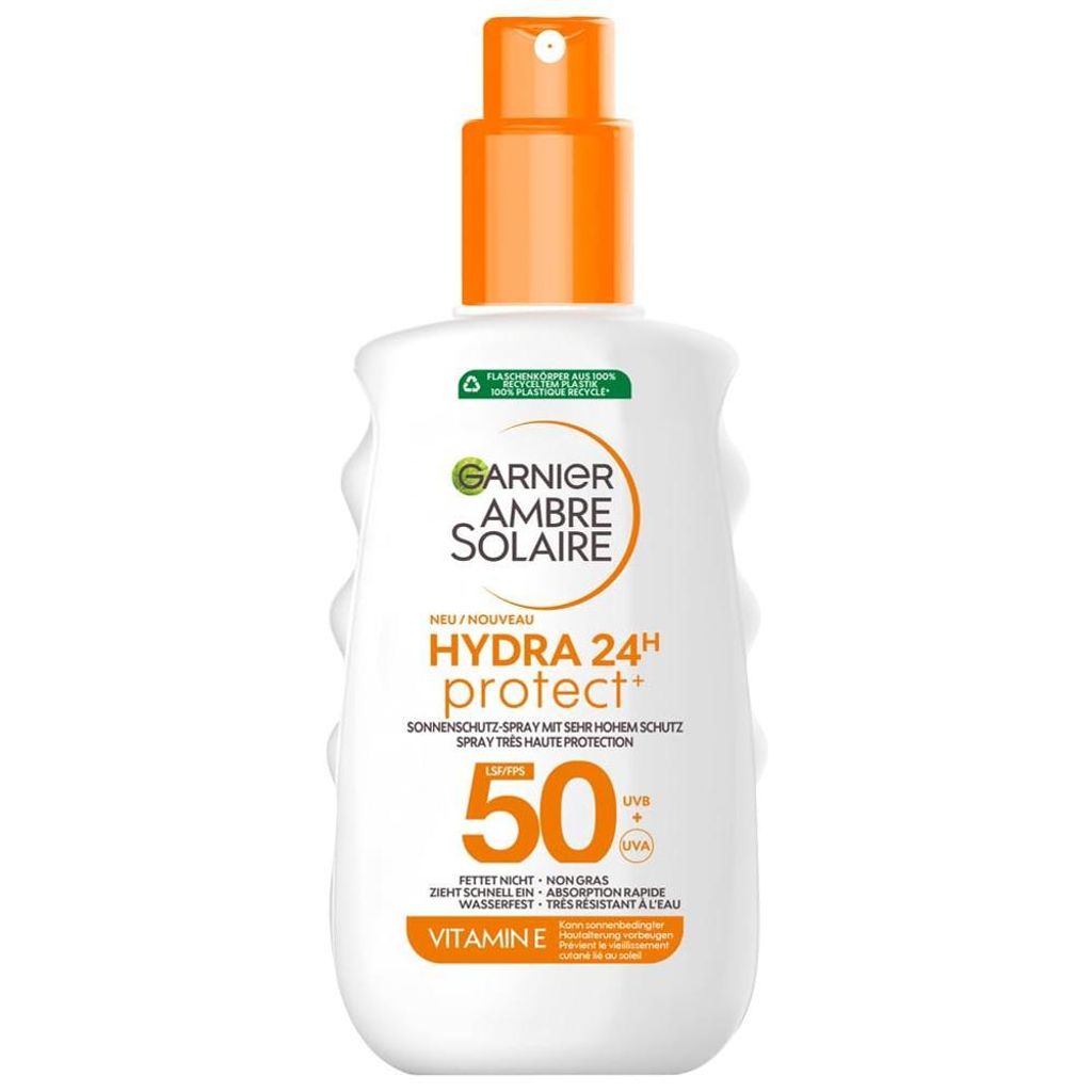 Garnier Ambre Solaire Hydra Protect+ 24h LSF 50 Sonnenschutz-Spray, Schutz vor UVA und UVB, mit Vitamin E, 150 ml
