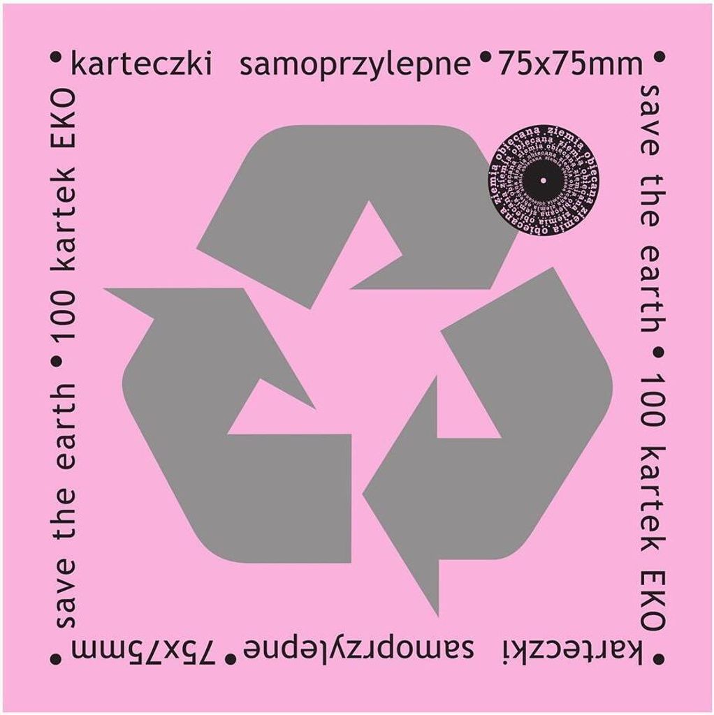 Karteczki samoprzylepne eko 75x75mm 100K różowe