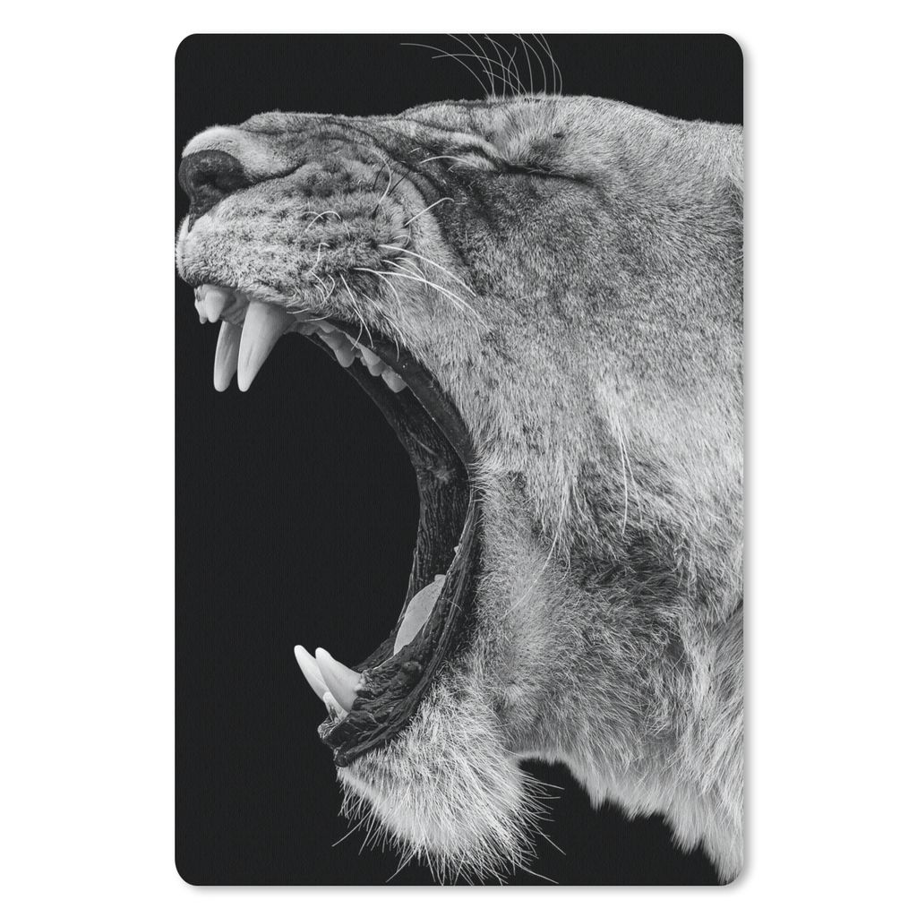MuchoWow Mauspad Mousepad Tiere - Löwe - Schwarz - Weiß - Porträt 18x27 cm - Mousepads - Maus Mat - Pad - Mausunterlage
