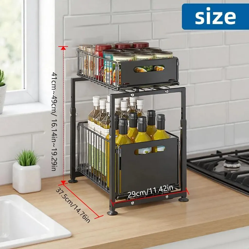 Étagère de rangement sous évier multifonction en acier pour cuisine et bain