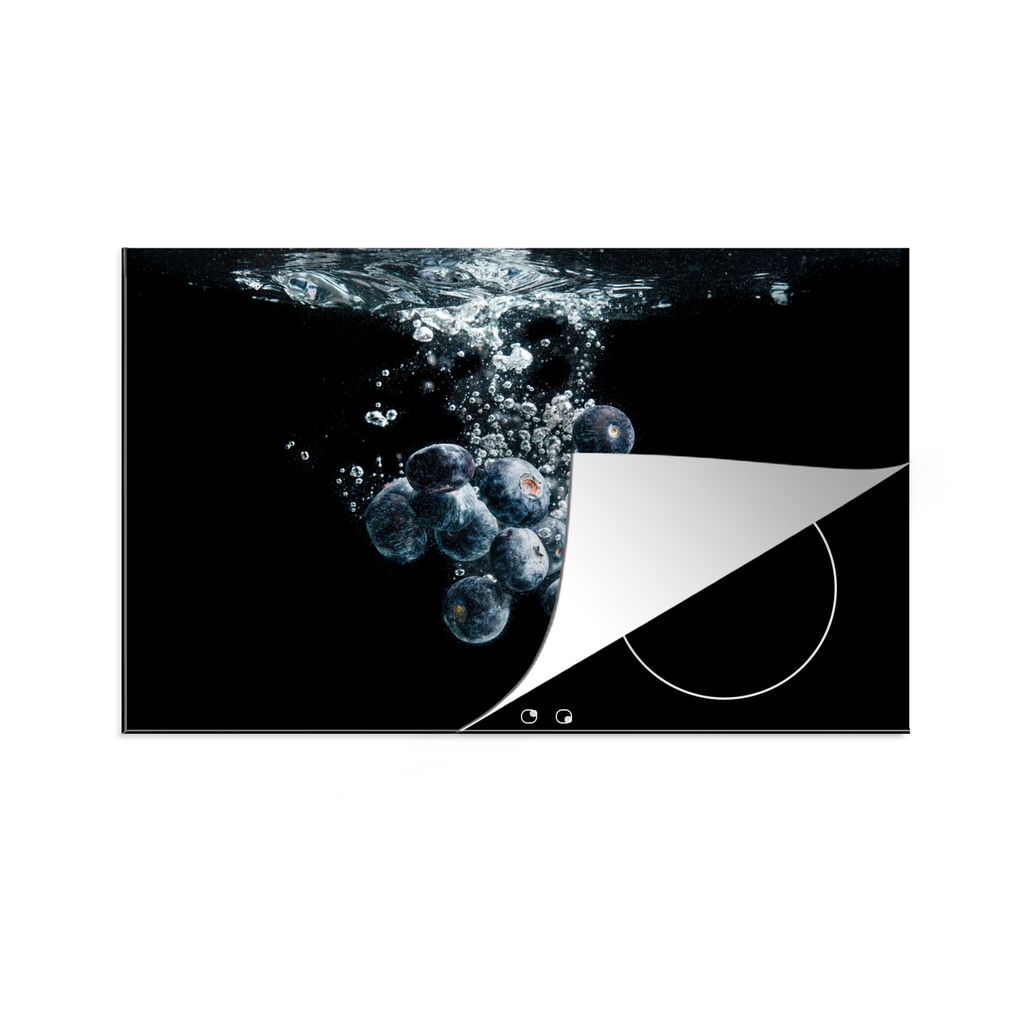 KitchenYeah Herdabdeckplatte Blaubeeren - Obst - Beeren - Stillleben - Wasser - Schwarz , 78x52cm, Küche Deko, Glaskeramikkochfeld Herdabdeckung...