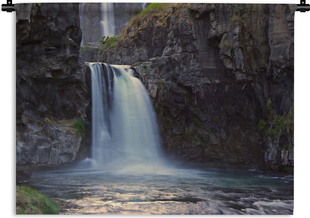 MuchoWow Wandteppich Wandbehang Wasserfall - Wasser - Felsen 150x112.50 cm Tapisserie Dekoration Wandtuch - Wanddecke - Wandteppiche