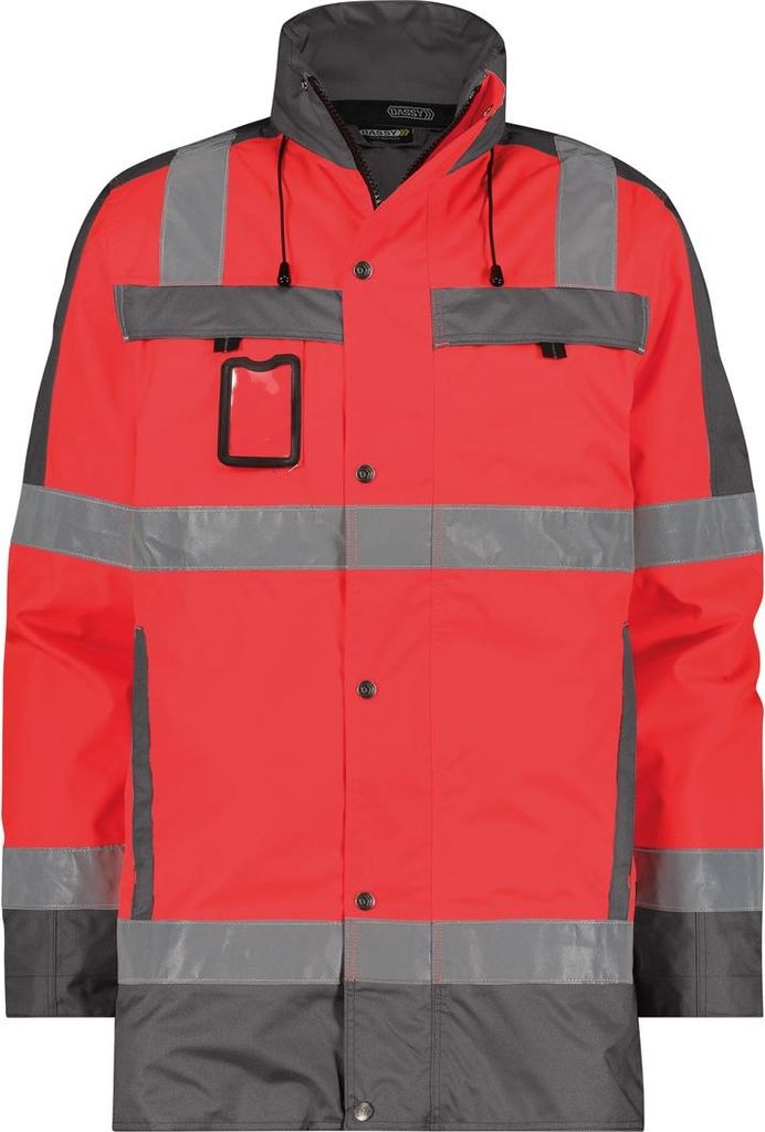 DASSY Limasol Warnschutz Winterparka Neonrot/Zementgrau L