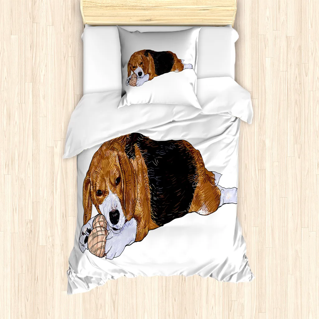 Literie Anti-Allergies Housse de Couette Beagle pour Sommeil Sans Acariens