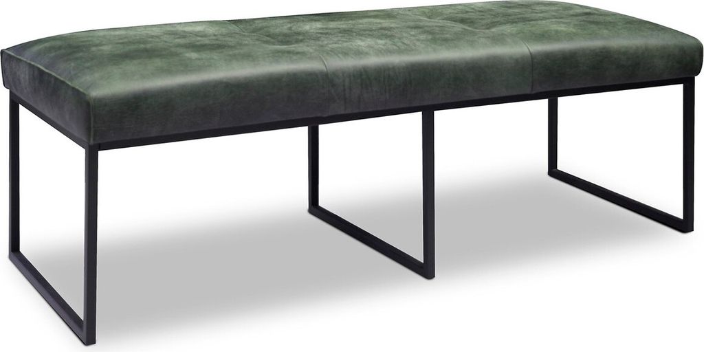 Bank Fenna Esszimmerbank 4-Sitzer Leder Darkgreen Grün