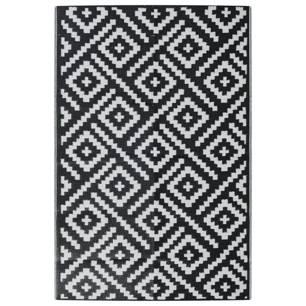 Outdoor-Teppich ARAKIL Weiß und Schwarz 120x180 cm PP