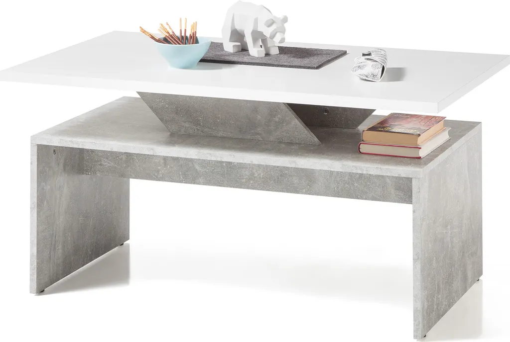 Table basse Alicante I décor béton gris moderne 100x50x60 cm salon