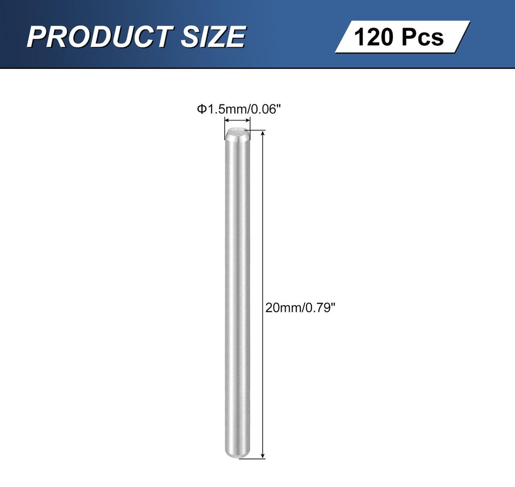 120 Stš¹ck M1,5 x 20mm 304 Edelstahl Zylinderstift, Zylindrischer Regalstš¹tzstift Parallelstiftbefestiger fš¹r mechanische Fertigung, Indust...