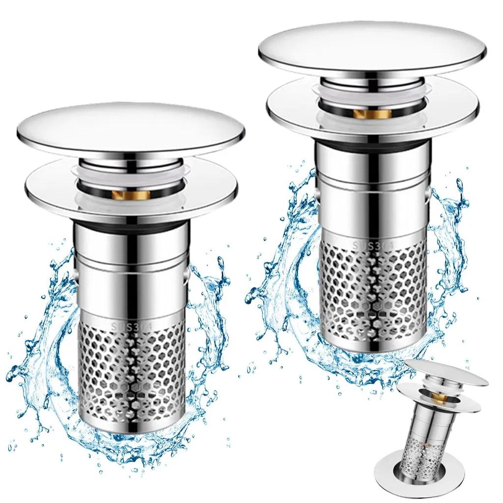 Filtre de vidange escamotable en métal pour lavabo et évier