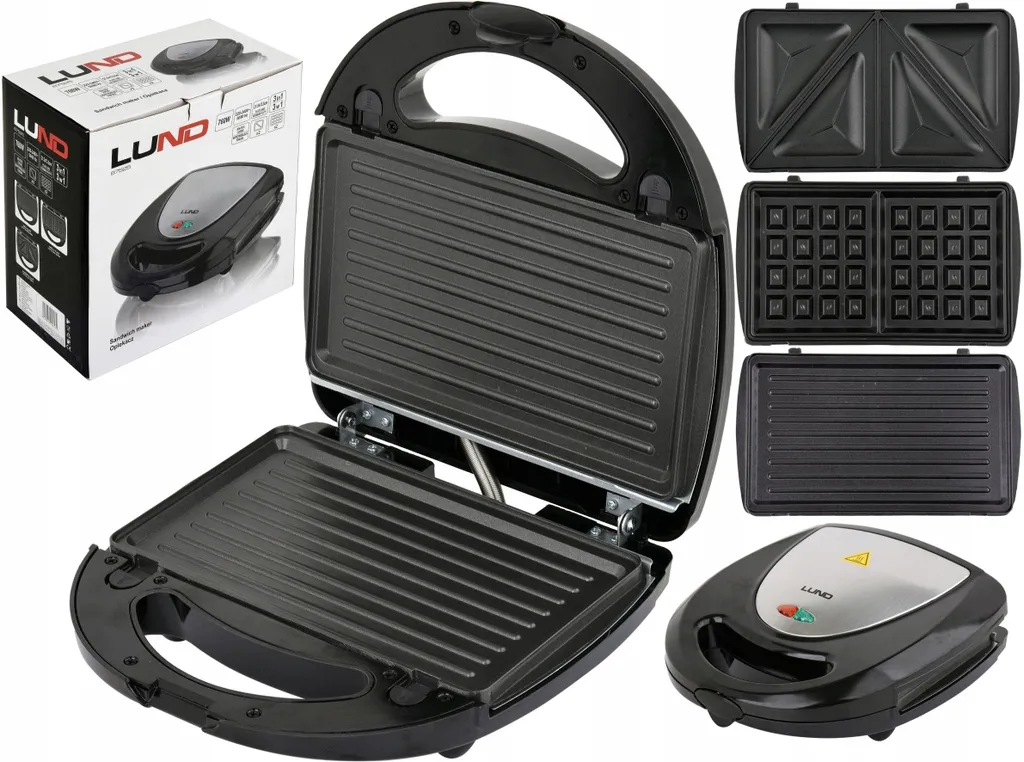 Machine à sandwich 3 en 1 inox avec plaques amovibles de 760W