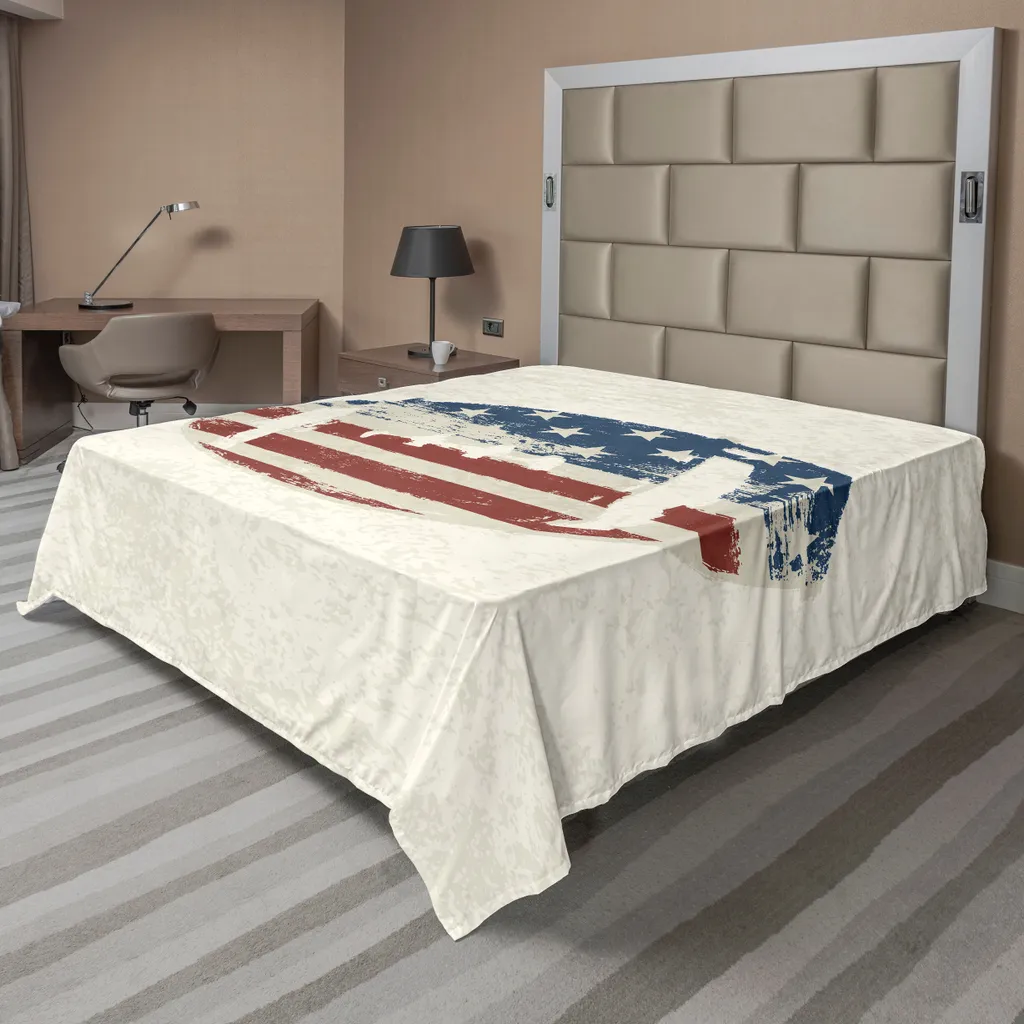 ABAKUHAUS Drap Plat Sportif Rugby Vintage Américain 266x260 cm Crème