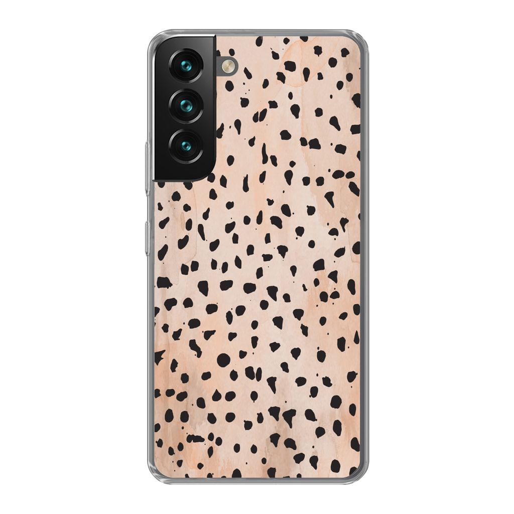 MuchoWow Handyhülle Schutzhülle Hülle für Samsung Galaxy S22 Polka dots - Schwarz - Marmor Silikon Softcase Handy Hülle - Mobiltelefonhülle