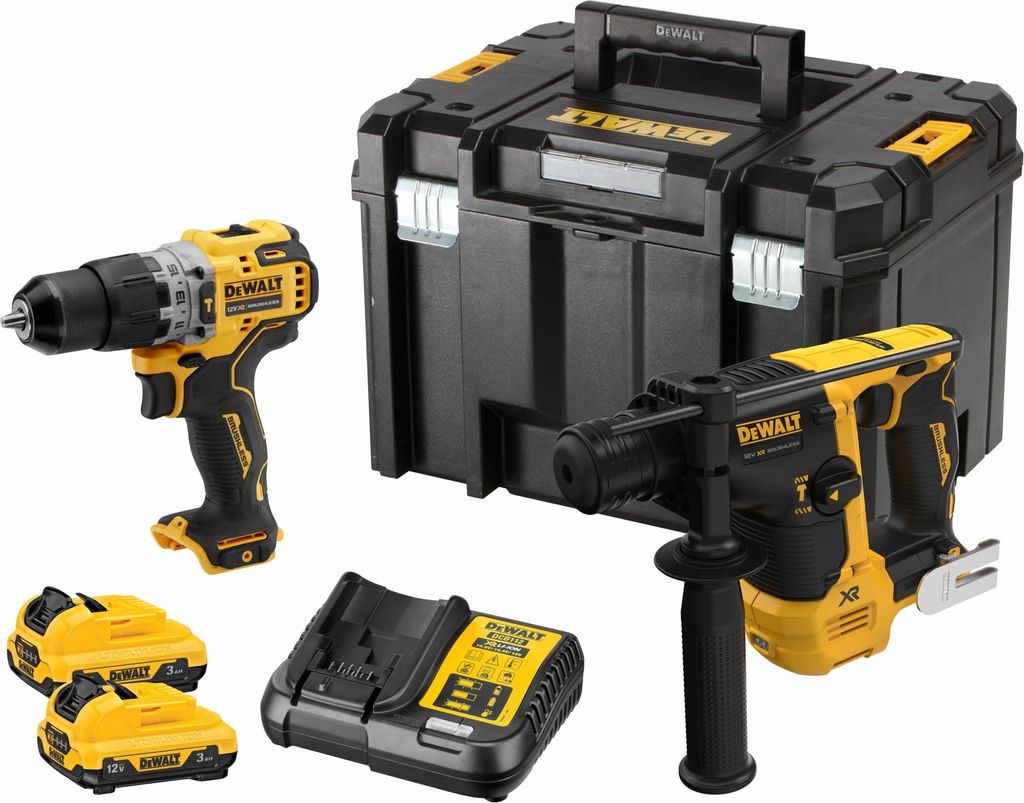 DEWALT Akku-Kombiset 2-tlg. 12V, 2x3 Ah Li-Ion (DCH072 + DCD706) in TSTAK-Box