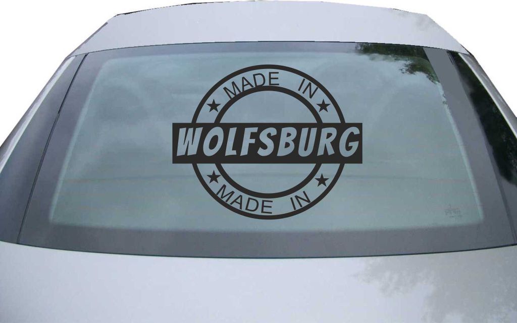 Indigos UG - Aufkleber Heckscheibe & Motorklappe DE6995 - schwarz - 600x490 mm - Wolfsburg - Auto Scheiben Fenster Heckklappe Tuning Racing JDM - D...