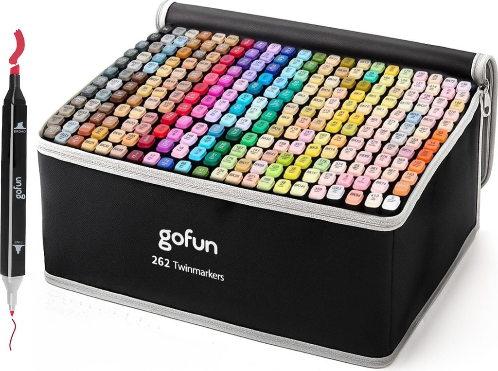 Gofun Twinmarkers 262 Stück – Erwachsene & Kinder – Markerstifte – Alkoholmarker – Dual-Tip – Stifte