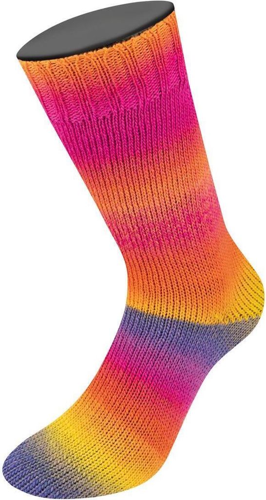 Lana Grossa - Meilenweit 100g Color Mix Multi 8009 fuchsia pink orange gelb graubeige lila