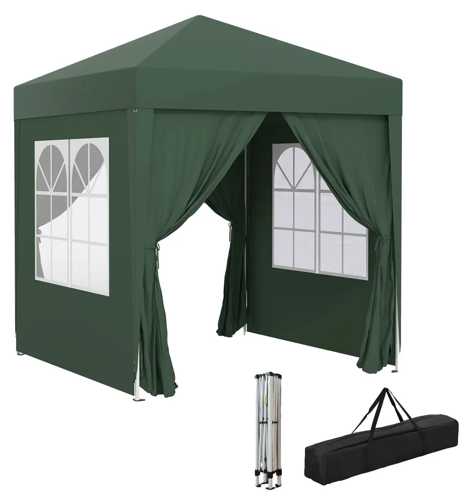 Tente de camping pliable verte et son sac de transport ultra compact