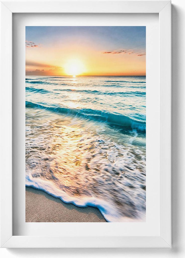 Strand Meersand– Wandbild mit Rahmen – Gerahmtes Bild – Wanddekoration – 20x30 cm – Weiß